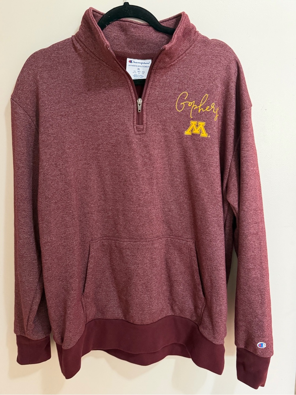 Champion Minnesota Gophers 1/4 Zip Pullover Maroon Sweatshirt XL